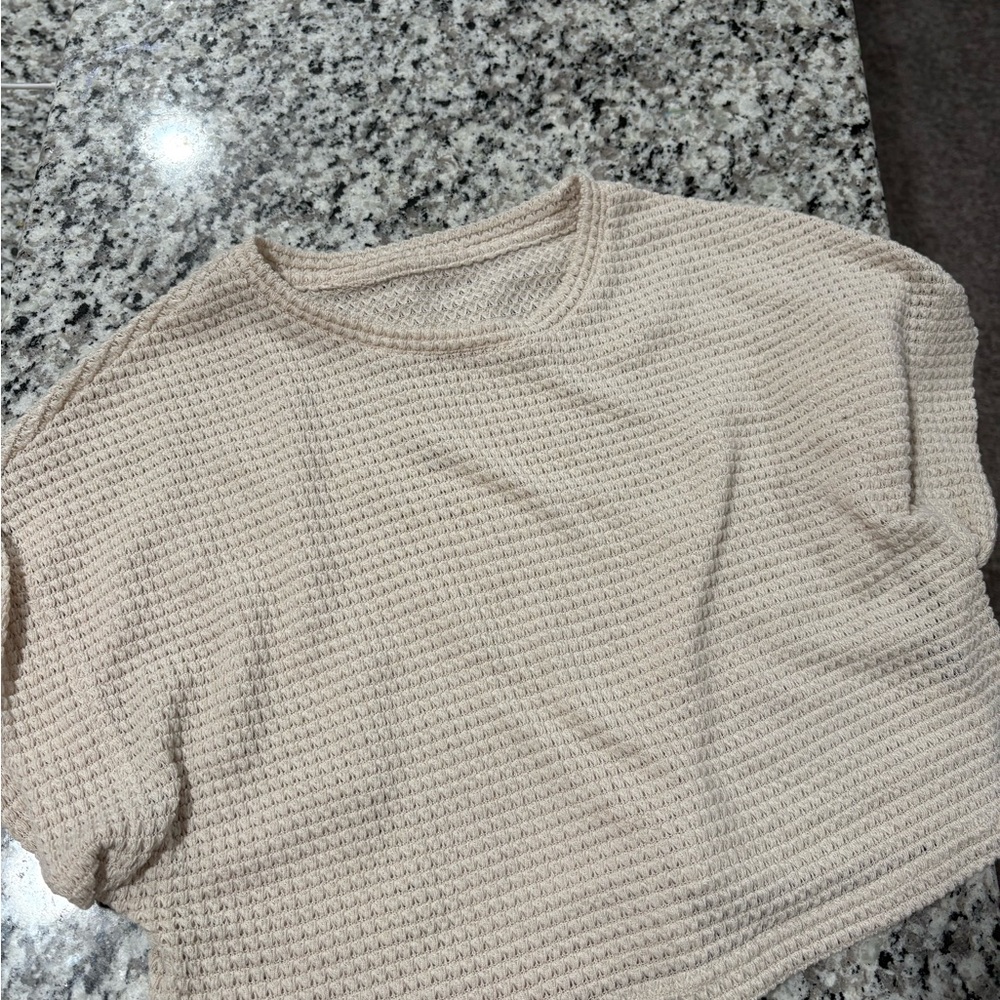 SHEIN Beige Textured Crop Top